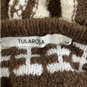 Tularosa Ruffled Brown And Ivory Kaely Top Size L