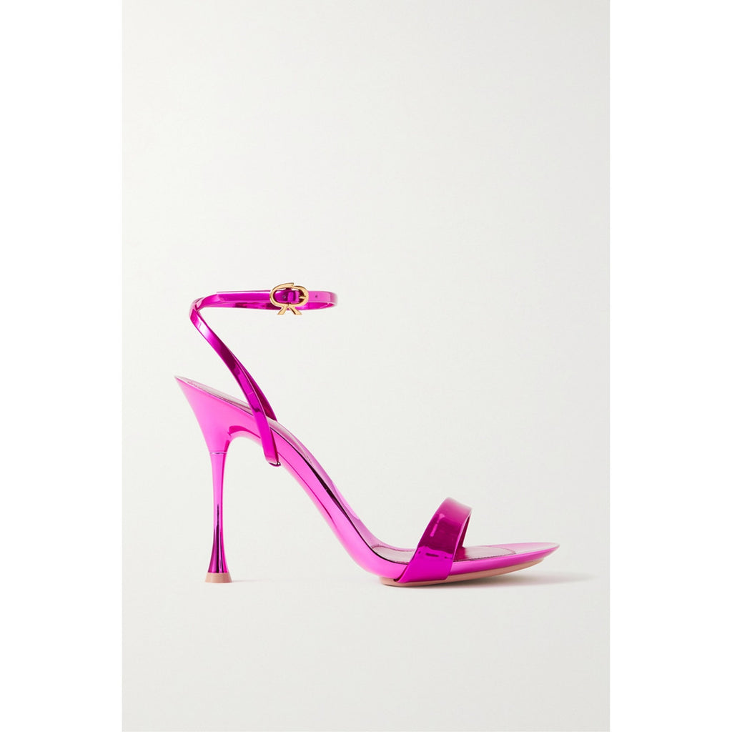 Gianvito Rossi 'Spice' Pink 95 Patent Leather Sandals Size 7.5