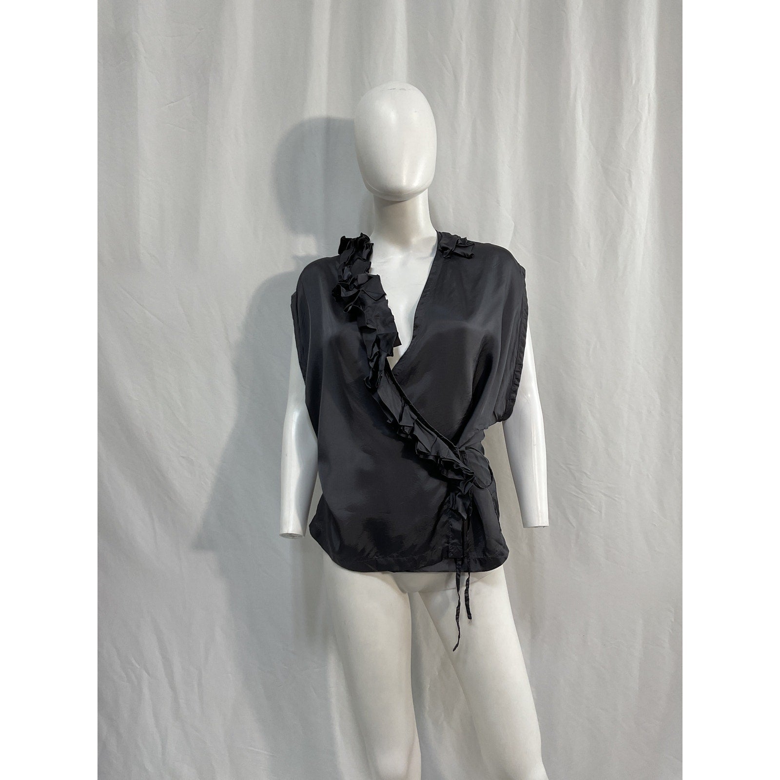 Dries Van Noten 'Clematis' Black Silk Blouse Size 2 - NWT