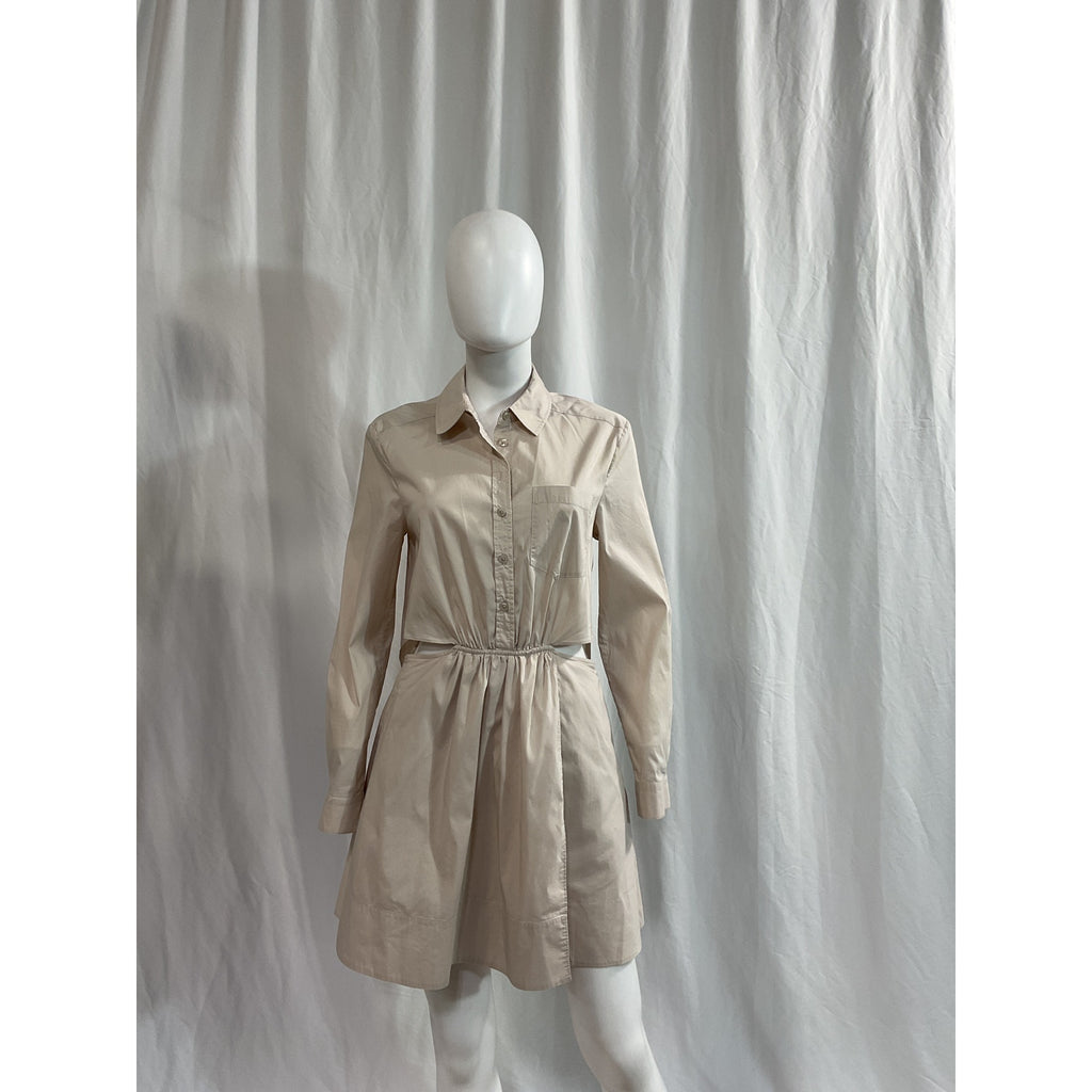 Simkhai 'Shaelyn' Tan Waist Cut Out Poplin Mini Dress Size 6