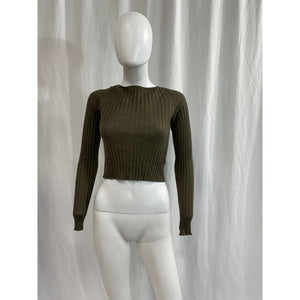 Atm Anthony 'Thomas Melillo' Green  Cropped Ribbed Wool Sweater Size S