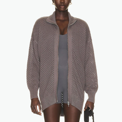 Varley 'Cassady' Grey Cotton Knit Jacket Size XS