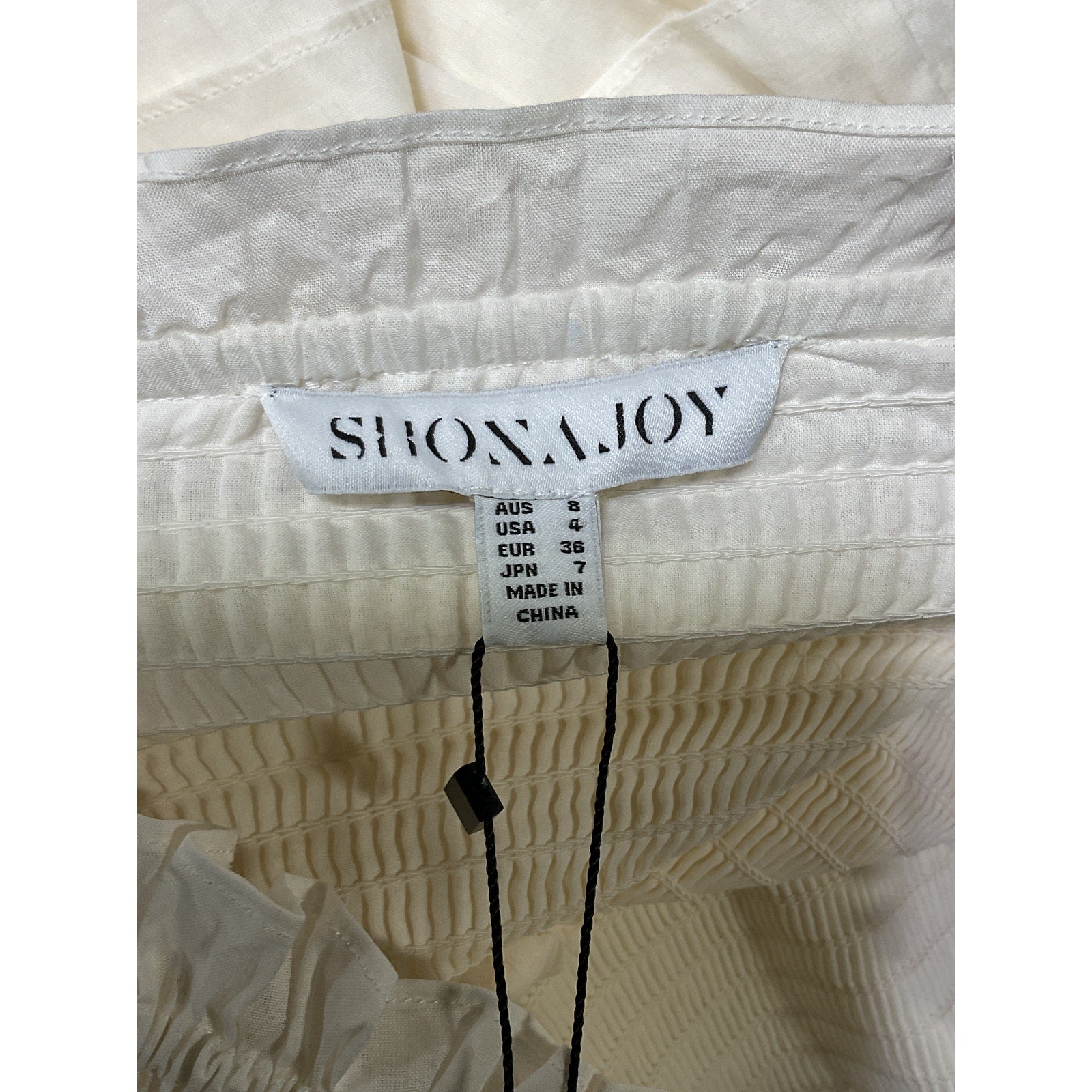 Shona Joy 'Pia' White Cotton Shirred Mini Skirt Size 4 - NWT