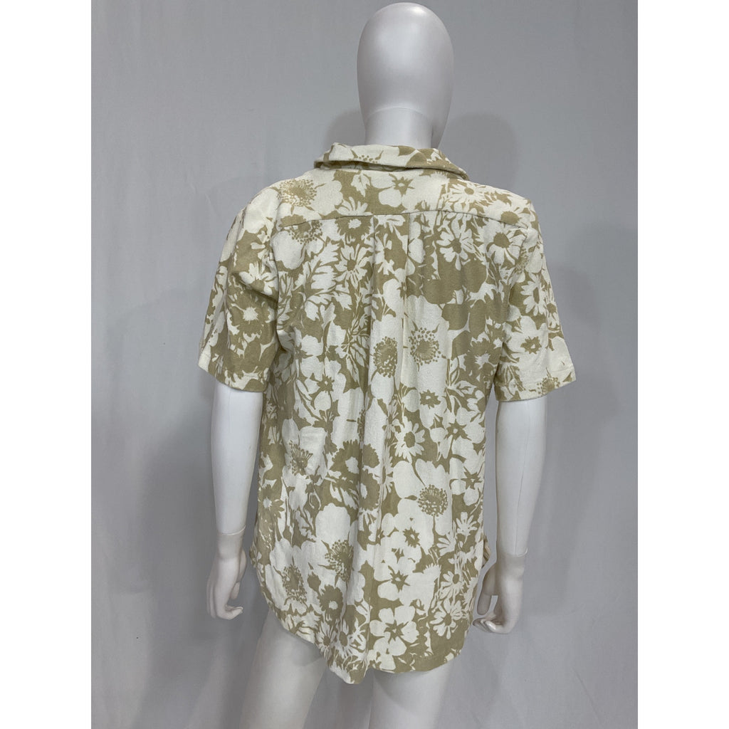 Faithfull The Brand Beige 'Montina' Caronia Floral Print Cotton-Terry Shirt Size S