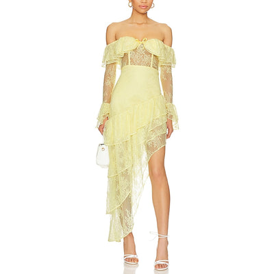 Majorelle Lace Yellow Maddalena Gown Size S