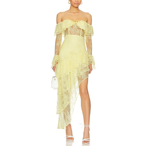 Majorelle Lace Yellow Maddalena Gown Size S