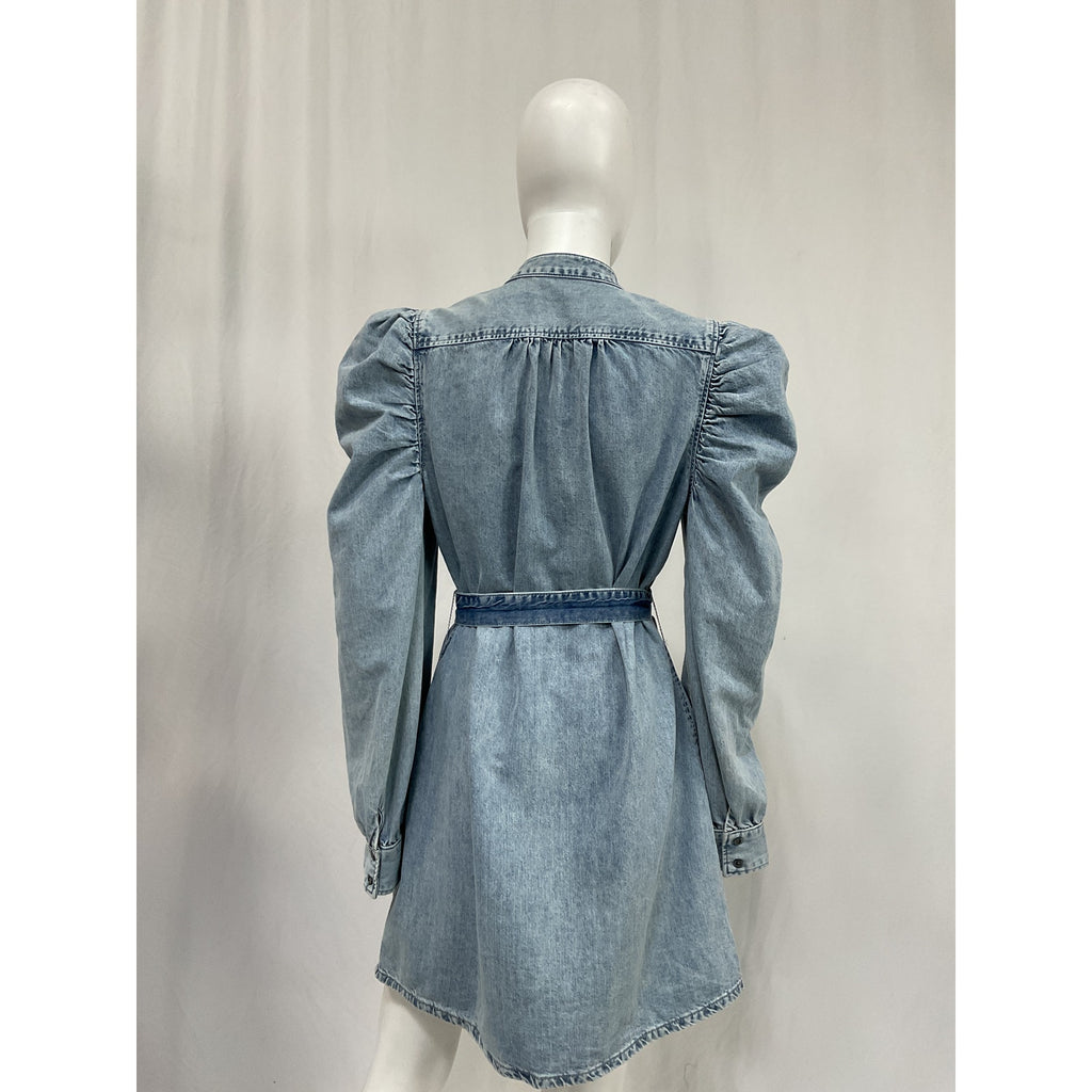 Frame 'Gillian' Blue Cotton Mini Dress Size L