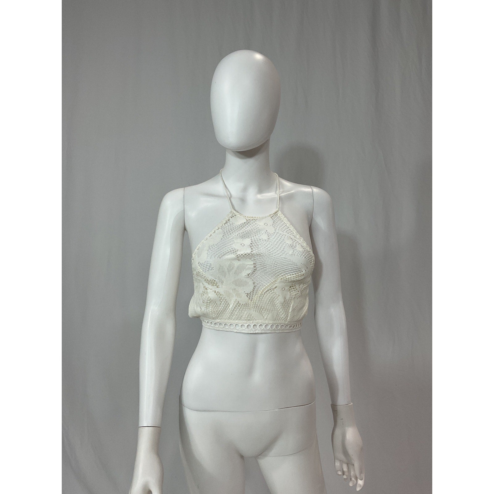 Hemant And Nandita 'Nysa' Beaded Tassel White Halter Neck Crop Top Size XS