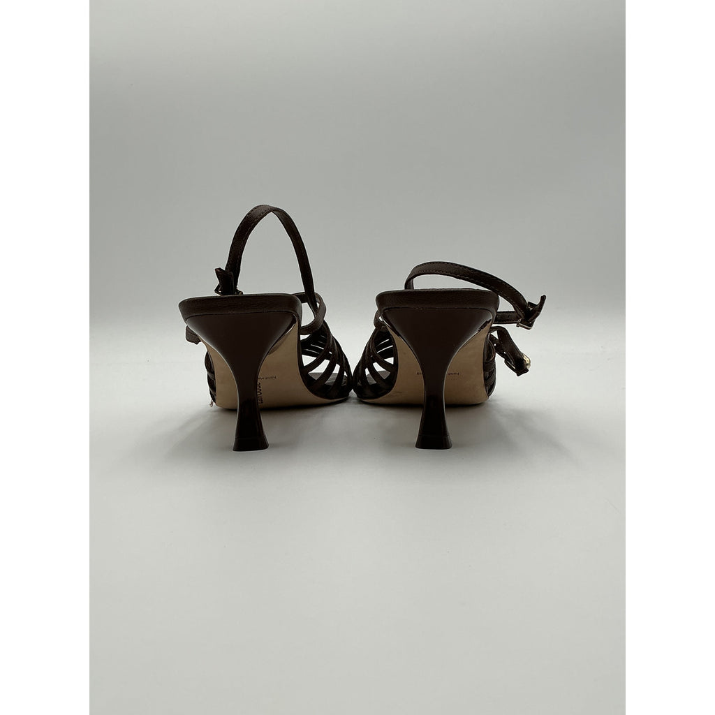 Larroude 'Leandra' Brown Leather Sandals Size 9