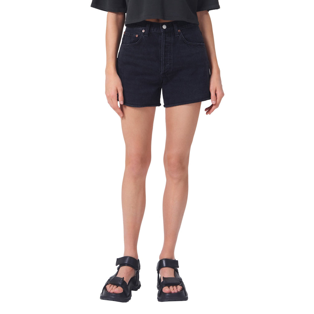 Agolde 'Dee' Black Cotton Denim Cutoff Shorts Size 24