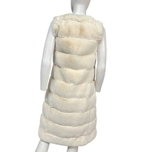Milly Plush Cream Tanya Long Faux Fur Vest Size Petite
