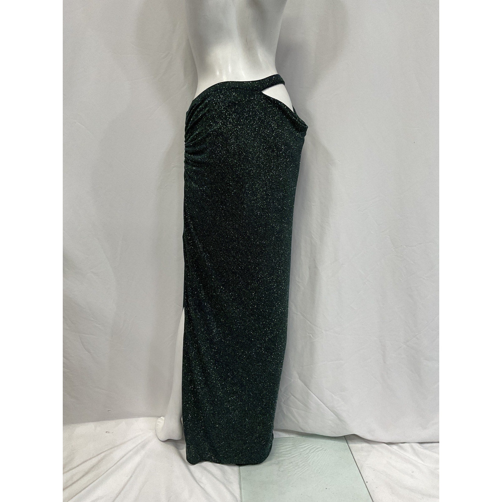 Michael Costello x Revolve 'Yolanda' Green Nylon Maxi Skirt Size M