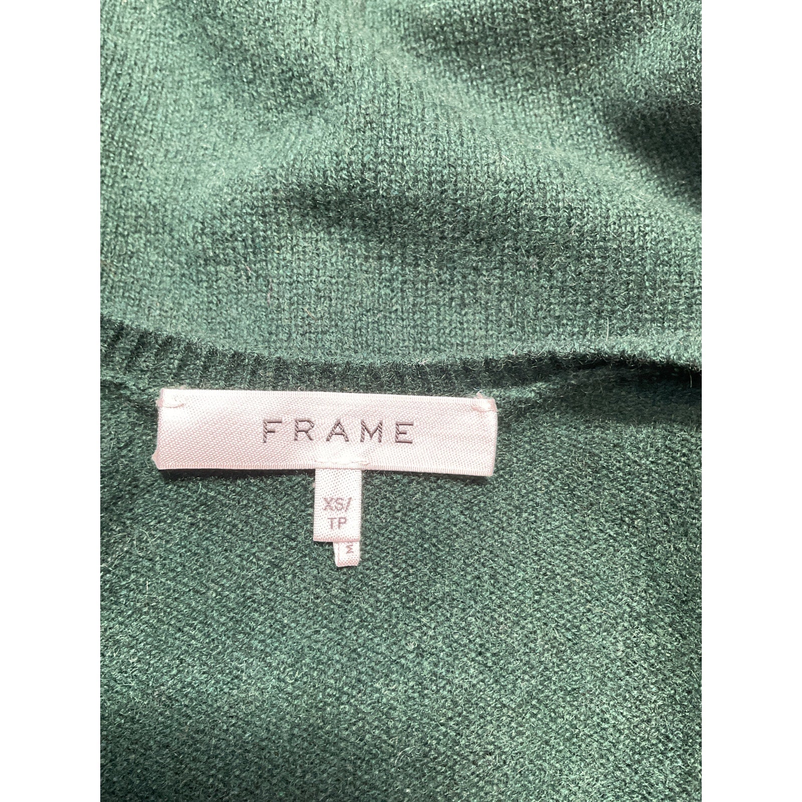 Frame Long Sleeve Green Cashmere Frankie Sweater Size XS