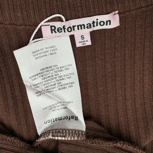 Reformation Ribbed Brown Duke Zip Cardigan Size S