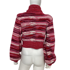 For Love & Lemons Cropped Red Wilma Turtleneck Sweater Size M