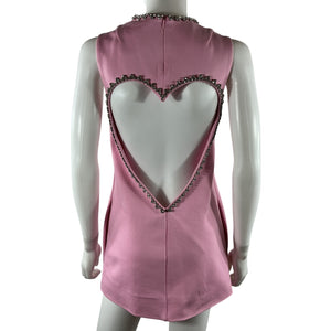 Area Embellished Powder Pink Crystal Heart Back Mini Dress Size XS