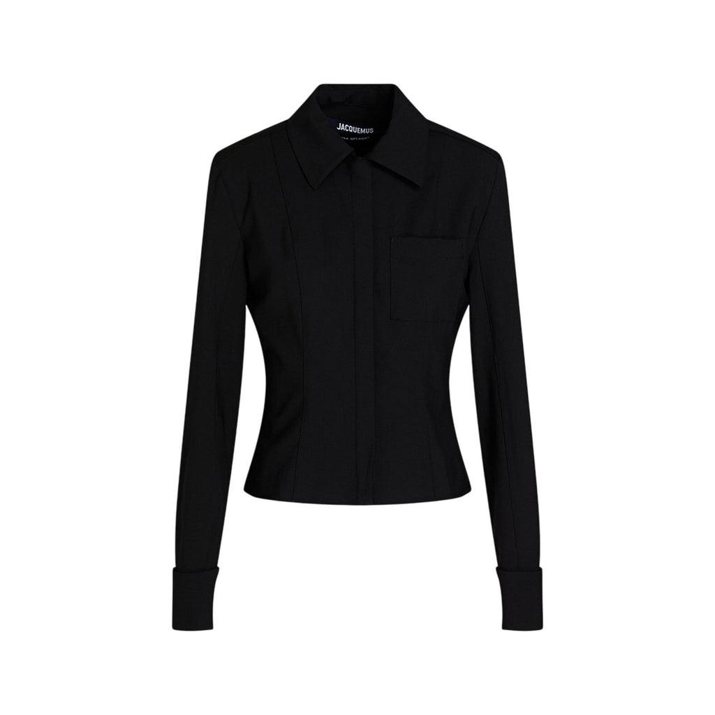 Jacquemus 'Pina' Black Wool Stretch Shirt Size 36