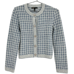 Maje Checkered Blue Malony Cardigan Size 1