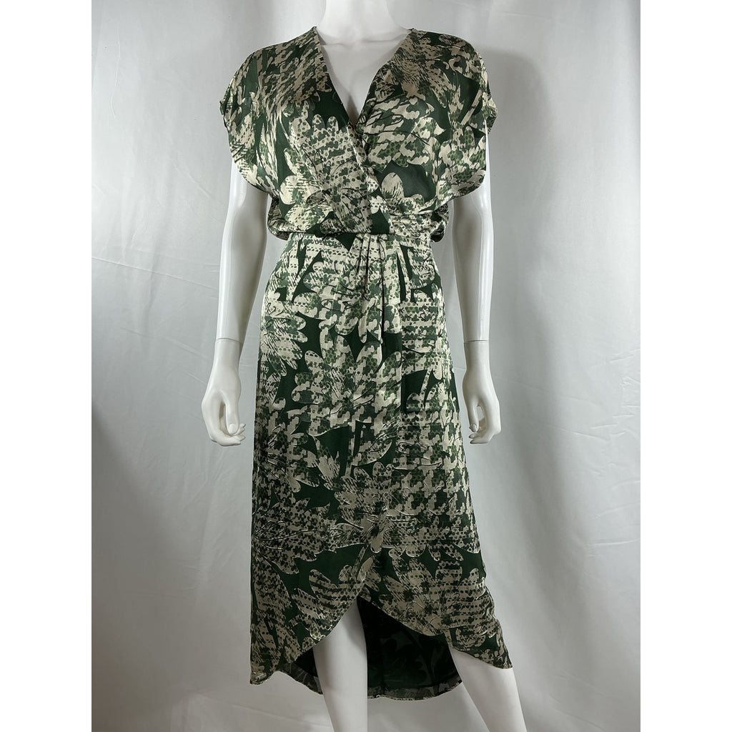 Ramy Brook 'Oakley' Green Viscose Short Sleeve Midi Dress Size 00