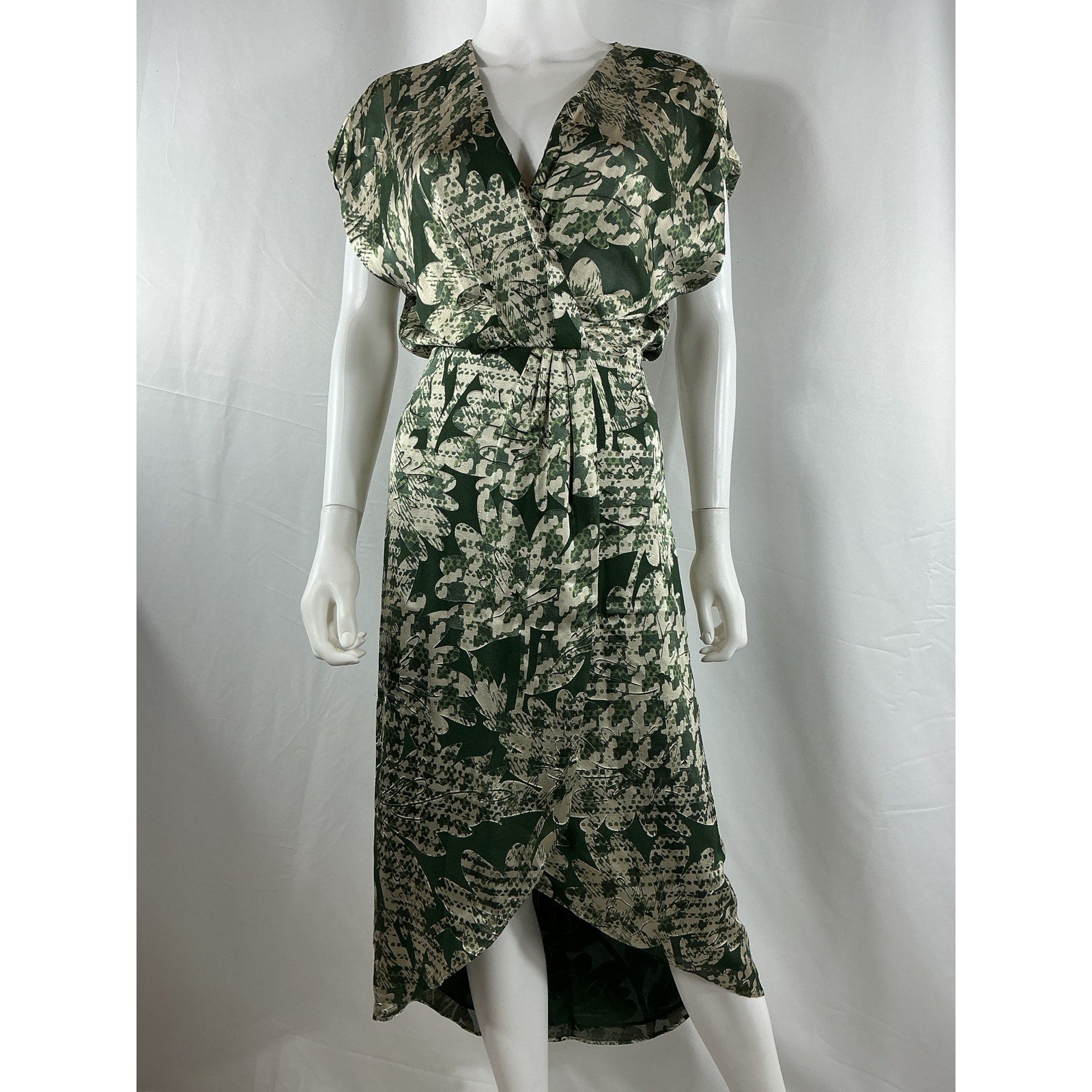 Ramy Brook 'Oakley' Green Viscose Short Sleeve Midi Dress Size 00