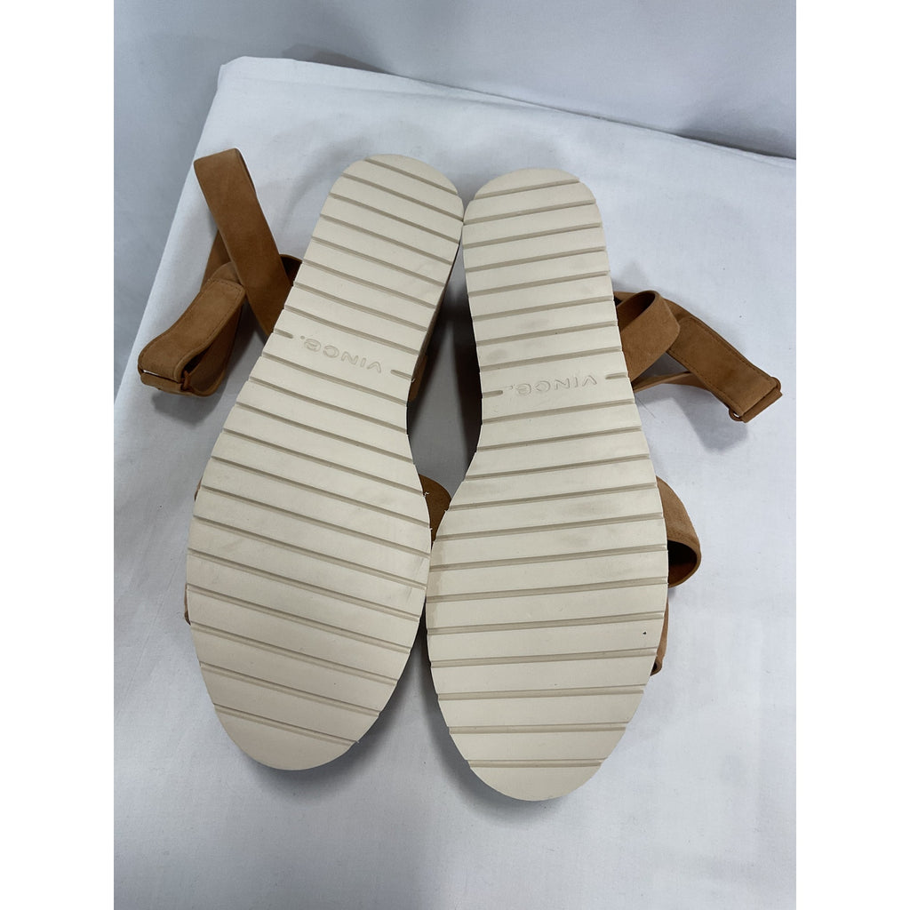 Vince 'Suede' Brown Jet Platform Sandal Size 7.5