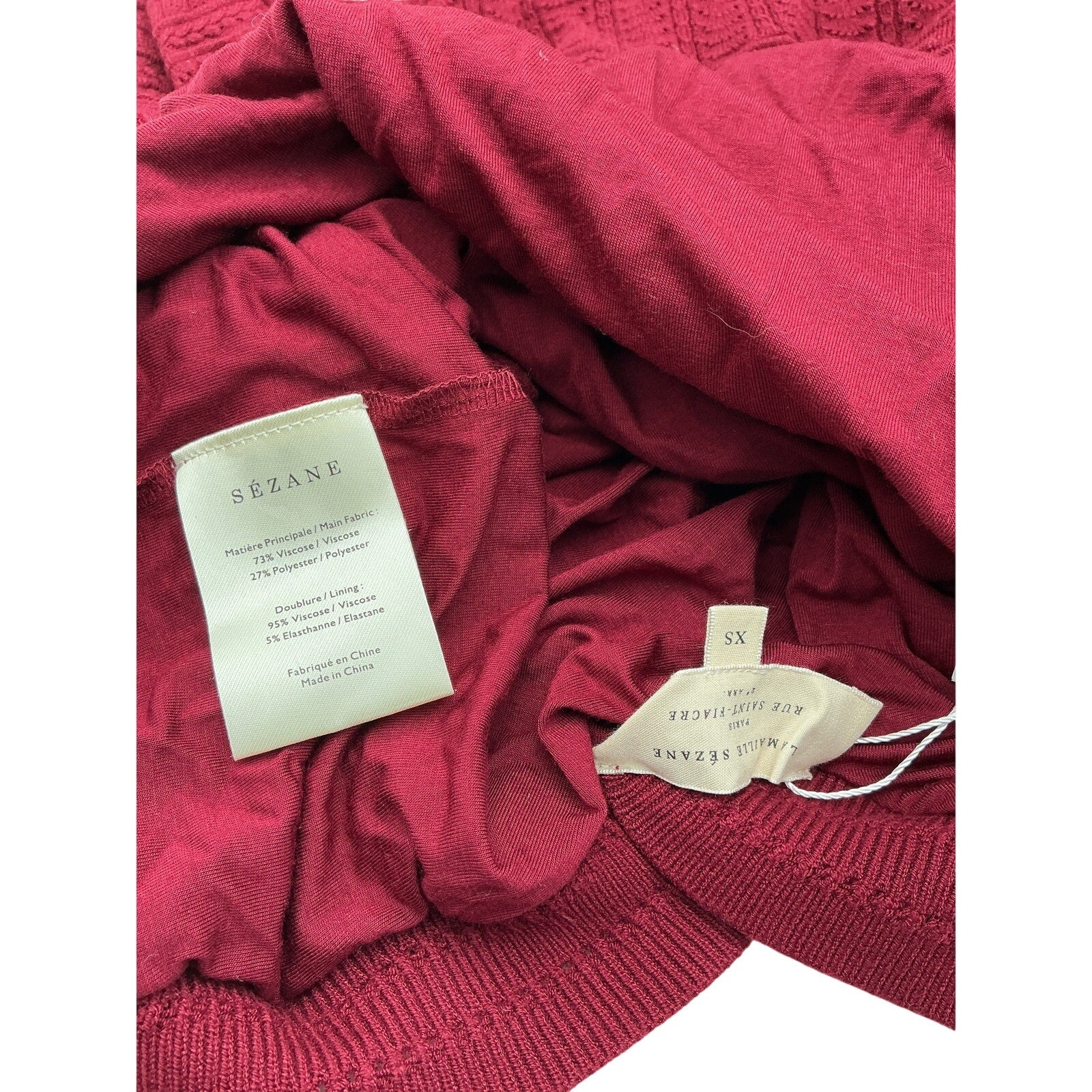 Sézane 'Aphrodite' Red Viscose Dress Size XS