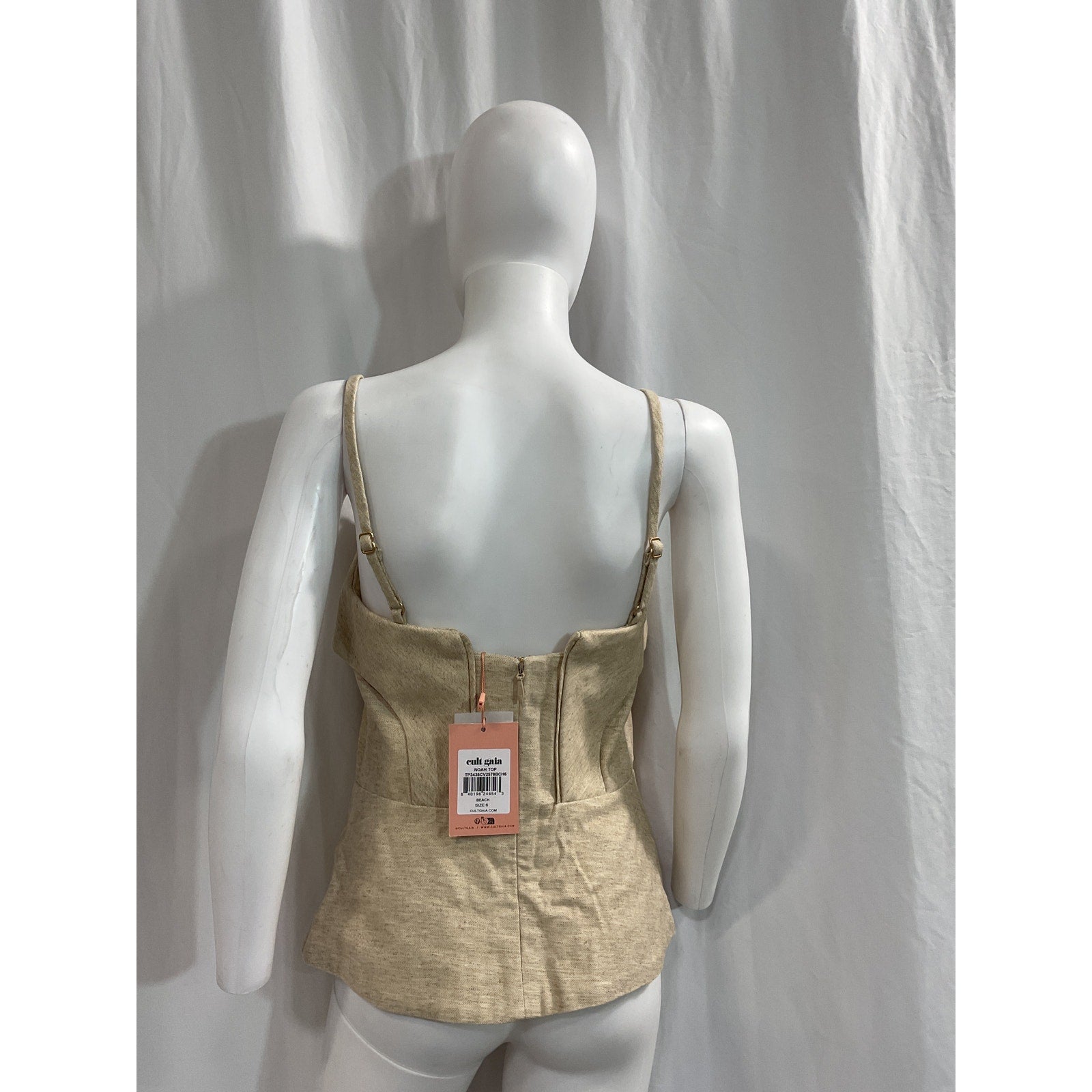 Cult Gaia 'Noah' Tan Cotton Sateen Top Size 6 - NWT