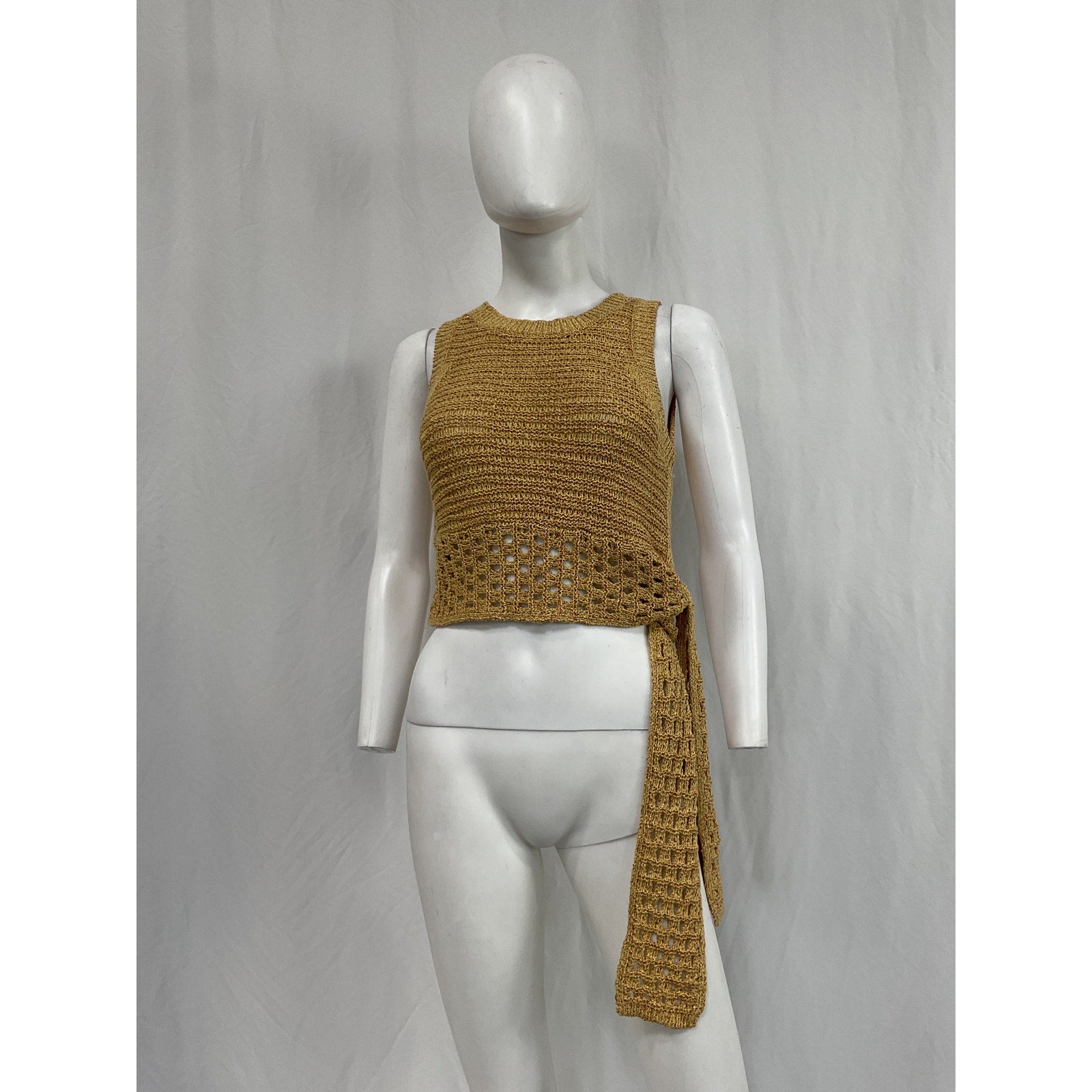 Ramy Brook 'Krystal' Gold Cotton Crochet Tank Top Size S