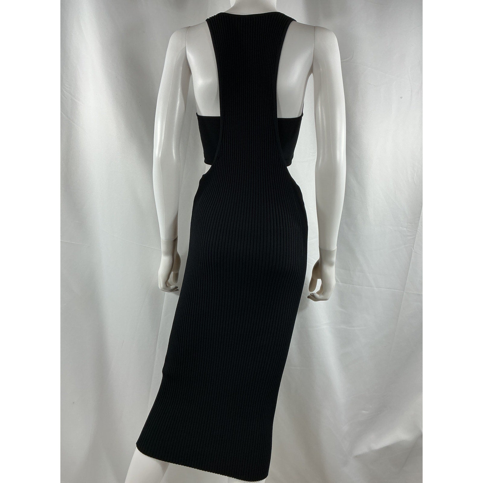 Simkhai 'Colleen' Black Viscose Waist Cut-Out Midi Dress Size M