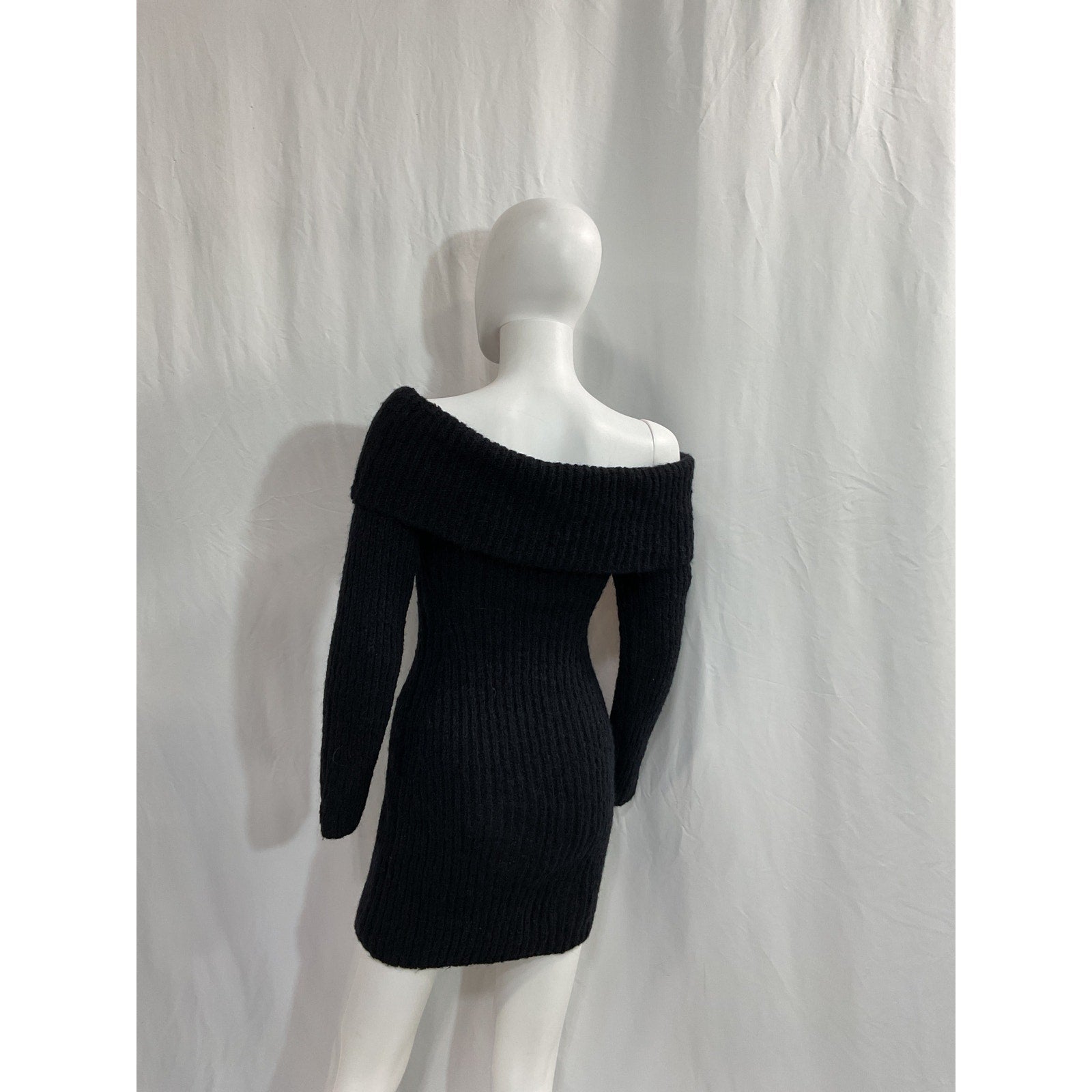 Reformation 'Jayne' Black Foldover Sweater Mini Dress Size XS