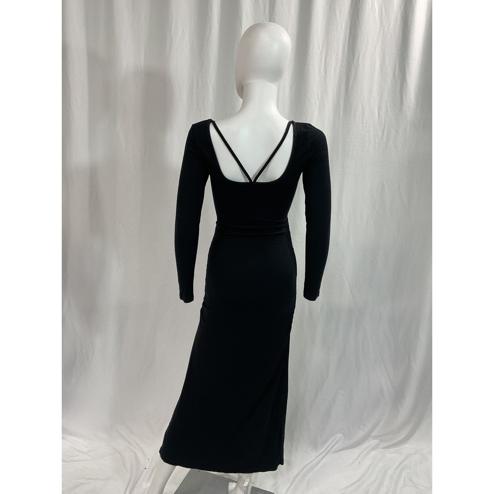 Simkhai 'Maisha' Black Cut-Out Rib Knit Midi Dress Size S