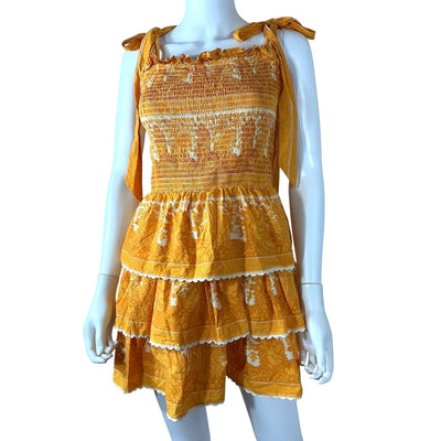 Cleobella Smocked Orange Eliana Dress Size S