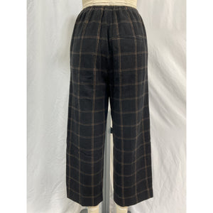 Vince 'Flannel' Black Wool Plaid Wide Leg Pant Size 6