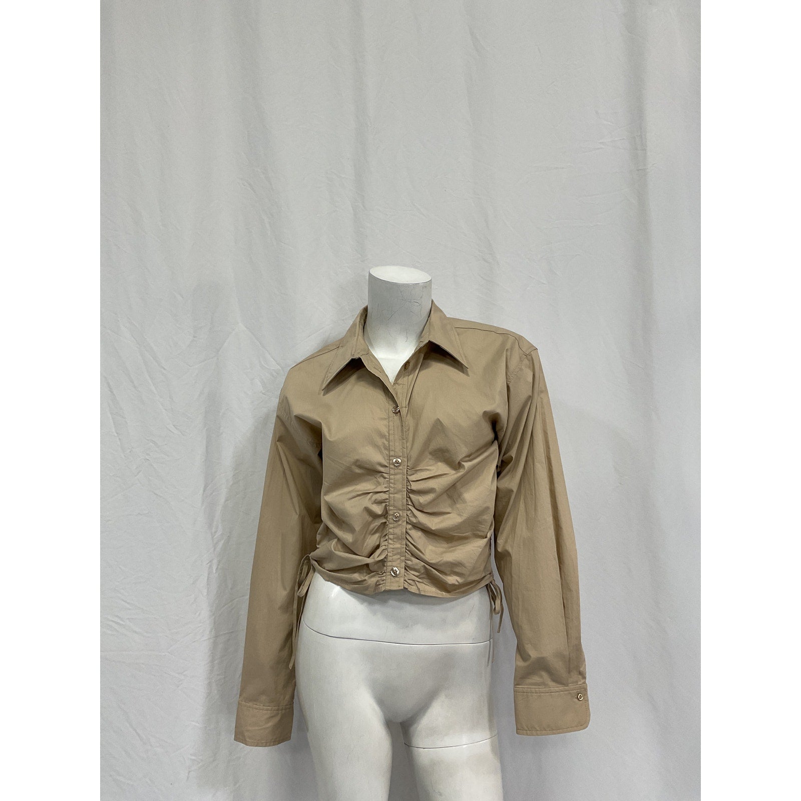 L'Academie 'The Lena' Khaki Cotton Blouse Size S