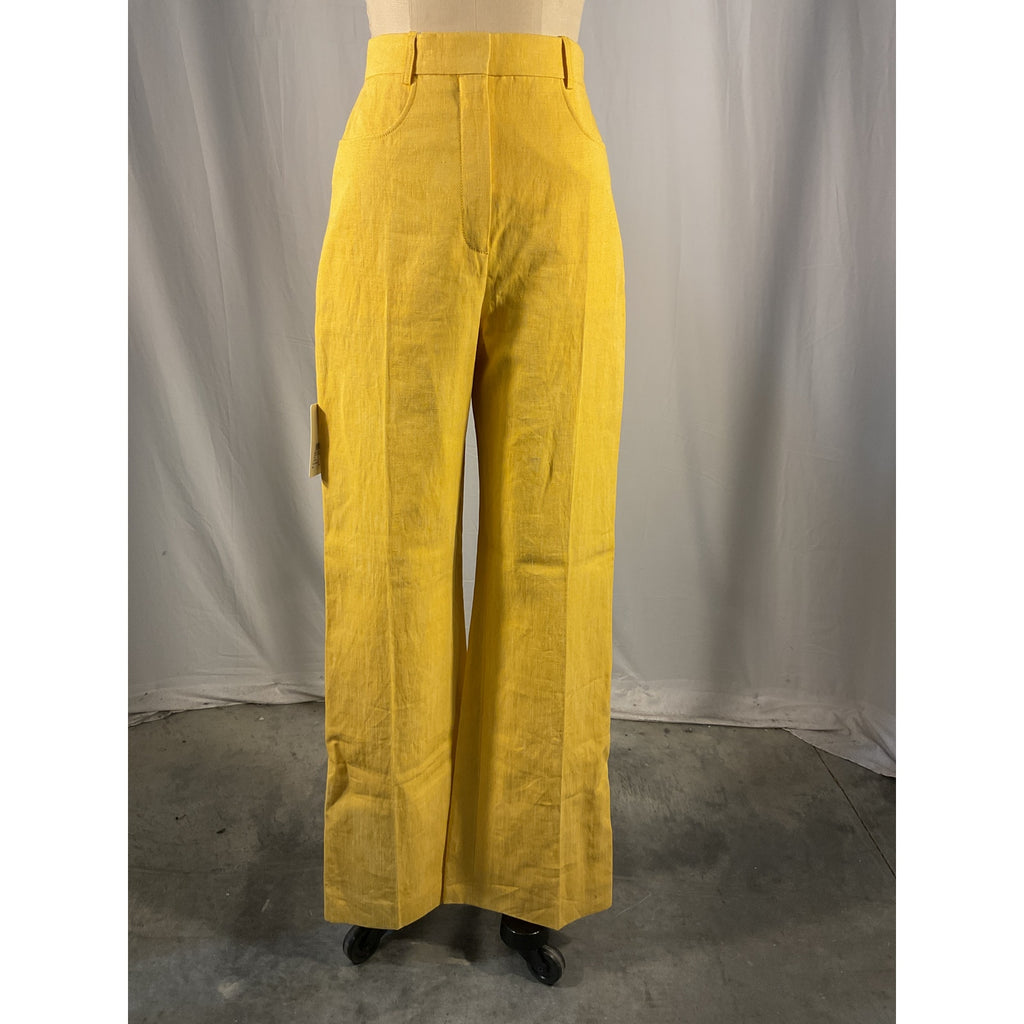 Jacquemus 'Le' Yellow Linen Pantalon Sauge Linen-Blend Pants Size 36 - NWT