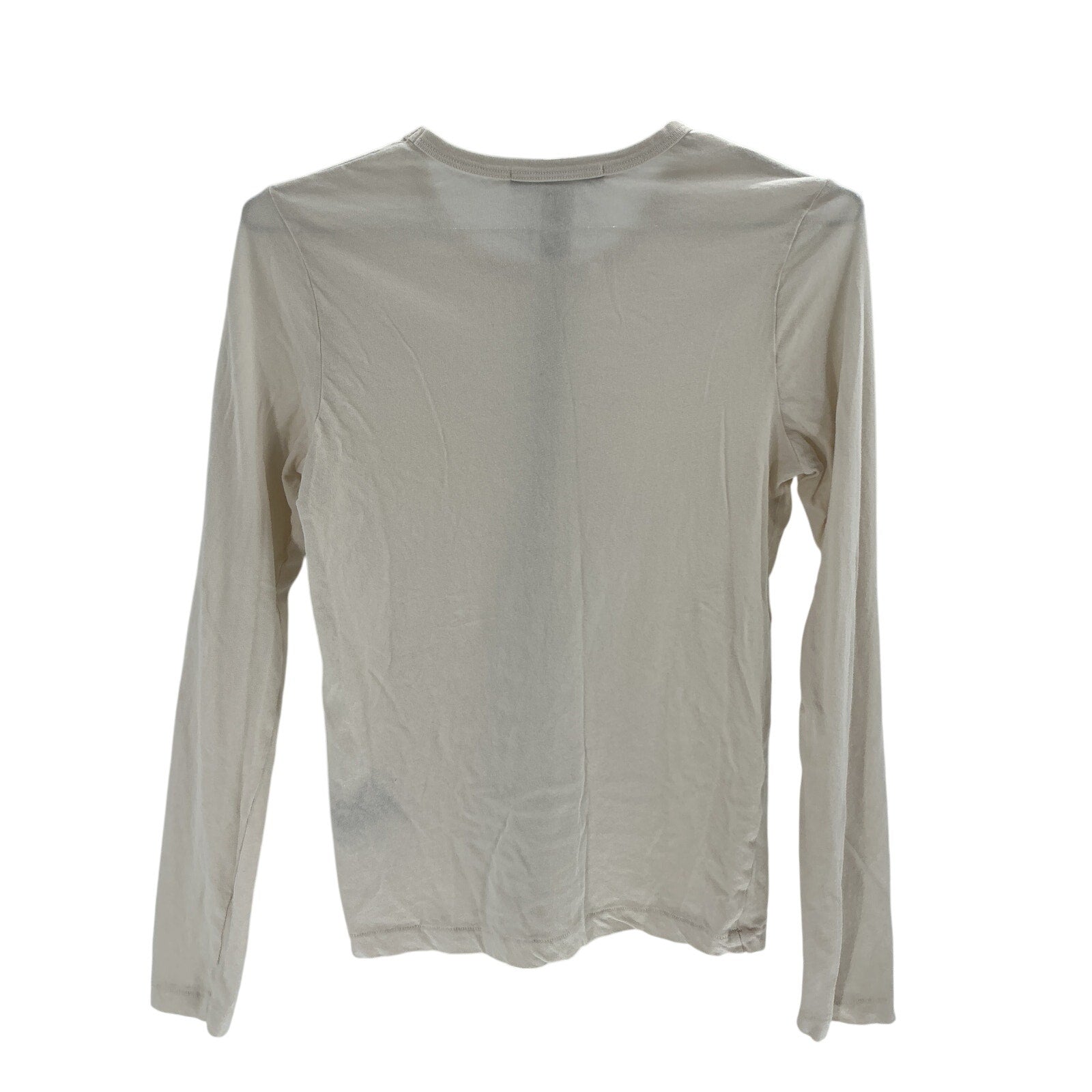 Jenni Kayne Long-Sleeve Beige Cotton Slim Tee Size S