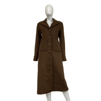 L'Academie X 'Marianna' Brown Wool Long Coat Size XS