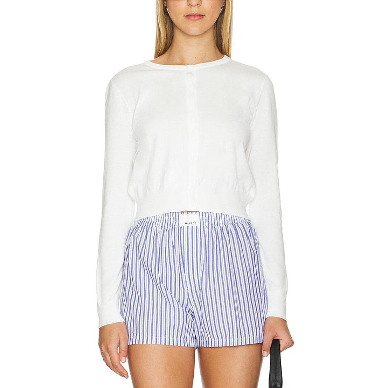 White + Warren 'Crewneck' White Button Cardigan Size L - NWT