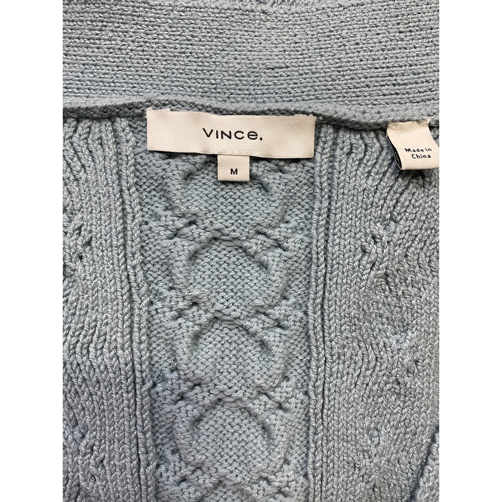 Vince 'Aran' Blue Cable Cardigan Size M