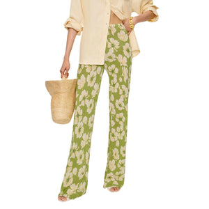 Reformation Floral Green Gale Bias Pants Size M