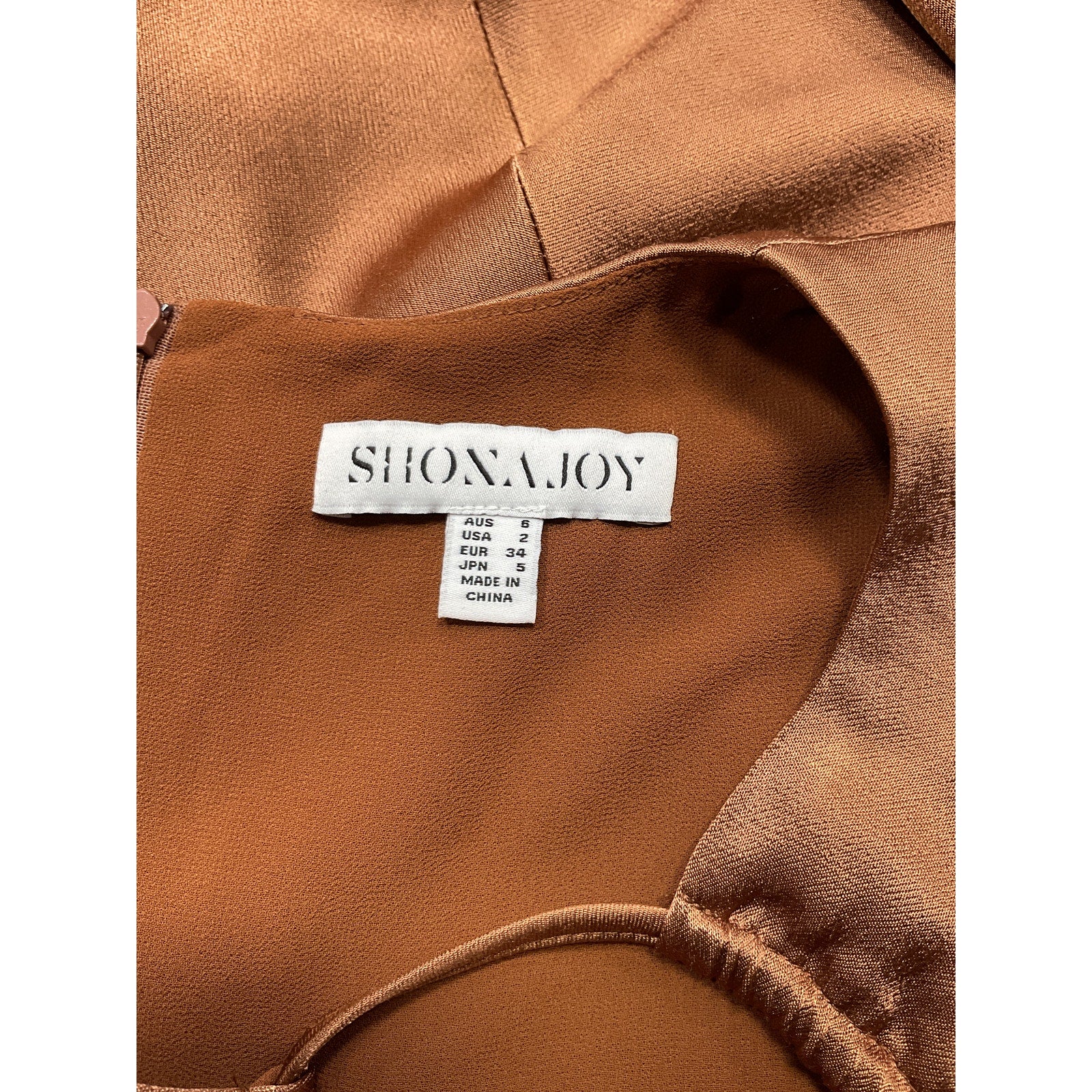 Shona Joy 'Felicity' Brown Long Sleeve Cut Out Front Mini Dress Size 2