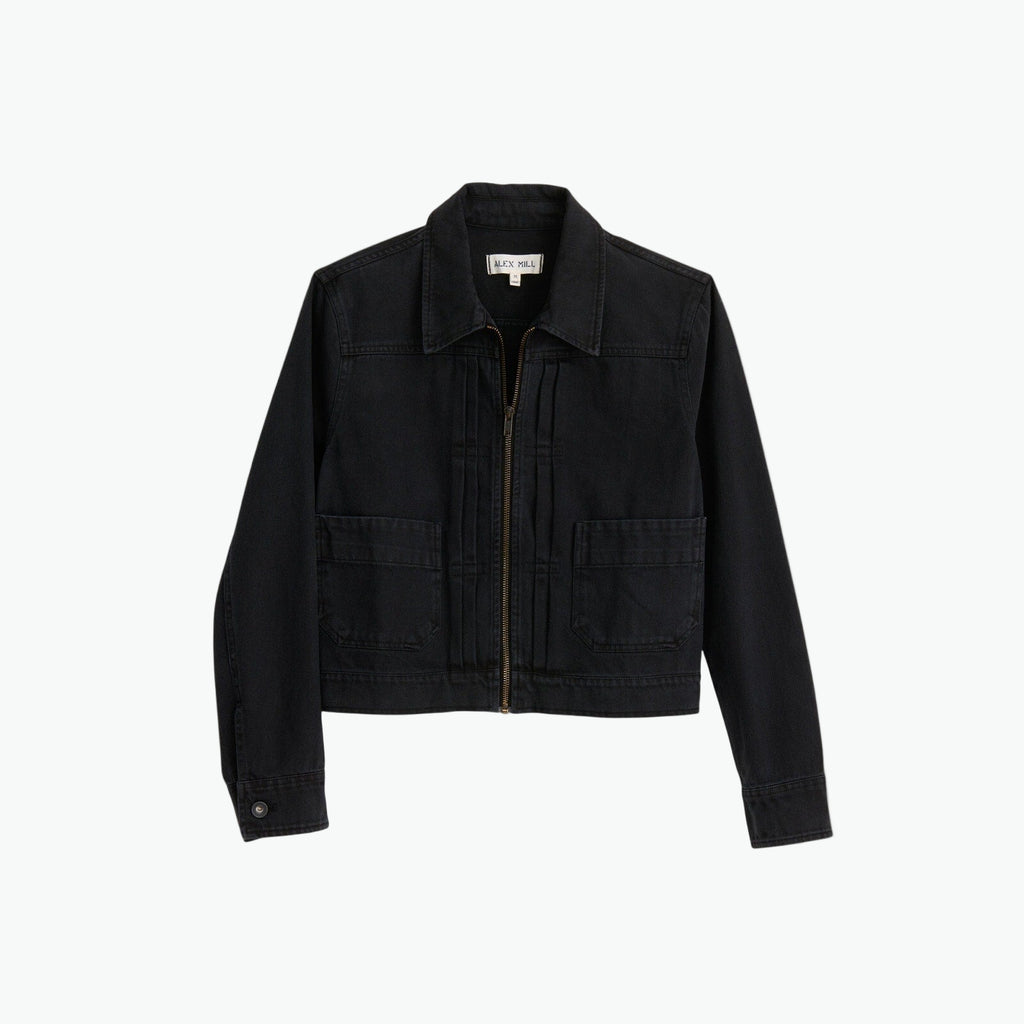 Alex Mill 'Shrunken' Black Cotton Zip Jacket Size S