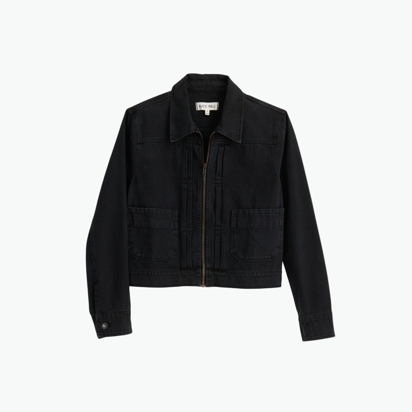 Alex Mill 'Shrunken' Black Cotton Zip Jacket Size S