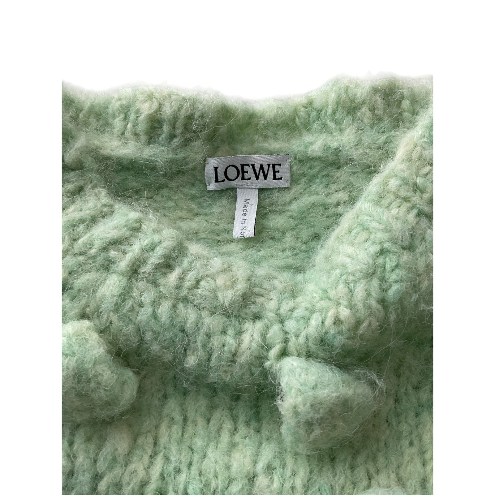 Loewe Cropped Green Acrylic Sweater With Dot Details Size S
