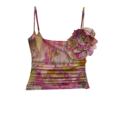 Blumarine Pink Polyamide Printed Tank Top Size 0 - NWT