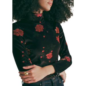 Sézane Floral Black Omaya Blouse Size M