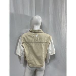 Aje 'Sadie' Cropped White Denim Shirt Size 12