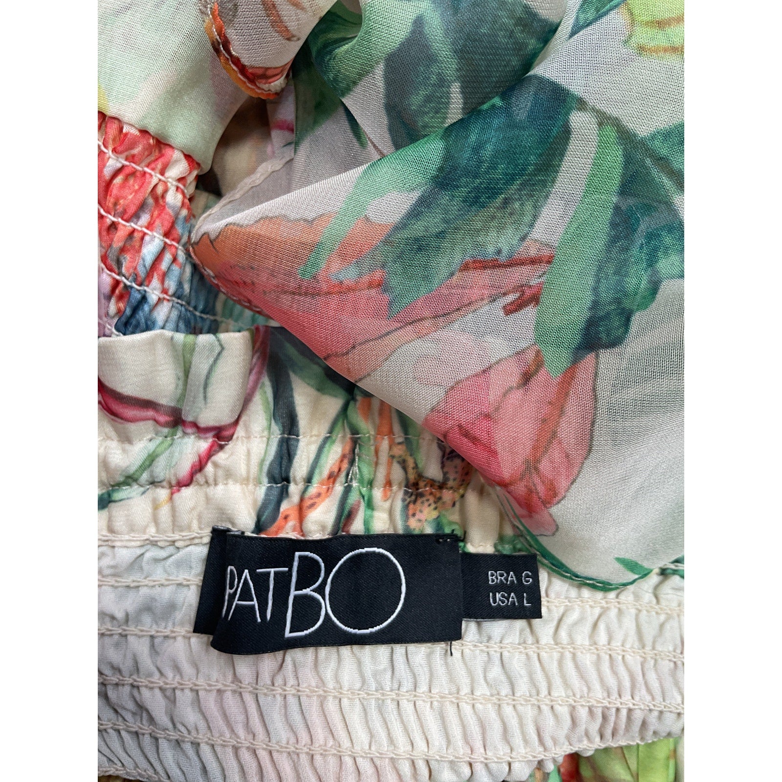 Patbo 'Oasis' Off White Polyester Shirred Ruffle Mini Skirt Size L