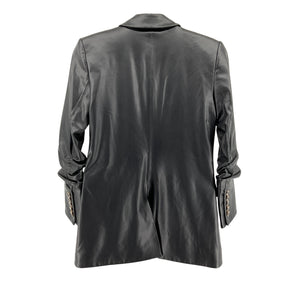 Veronica Beard ‘Beacon’ Black Vegan Leather Dickey Jacket Size 0