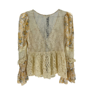 Loveshackfancy 'Priema' Yellow Silk Top Size M